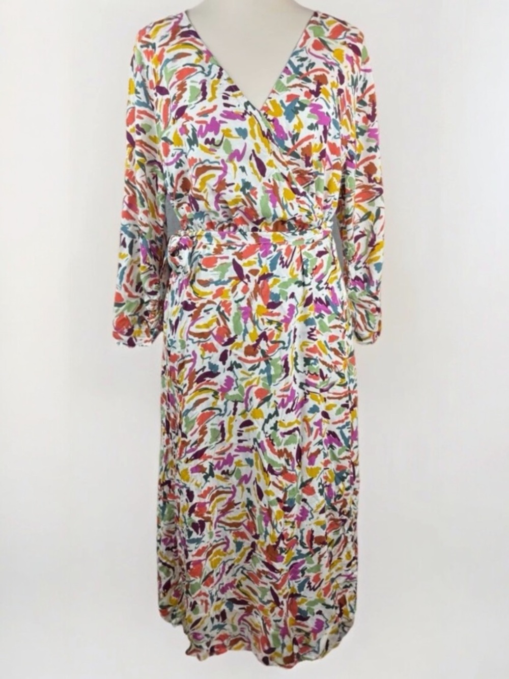 beachlunchlounge Multicolor Brushstroke Wrap Midi Dress